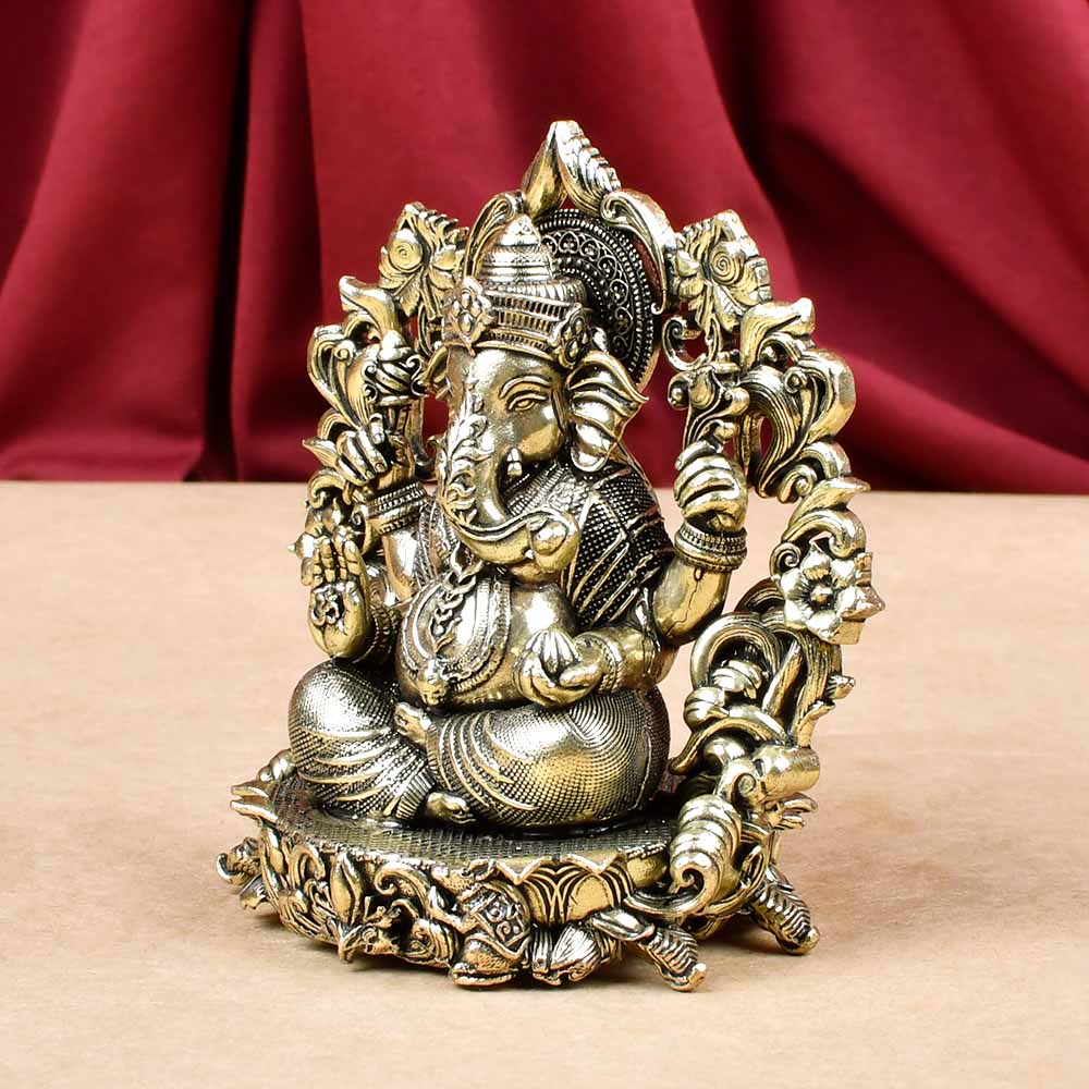 Lord Ganesh with Floral Frame Ashtadhatu ldol