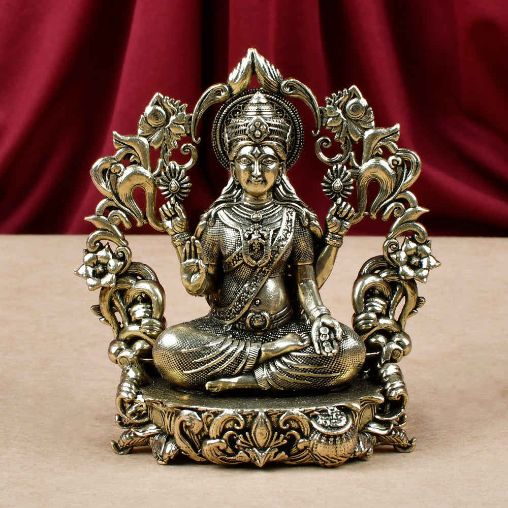 Goddess Lakshmi with Floral
Frame Ashtadhatu Idol