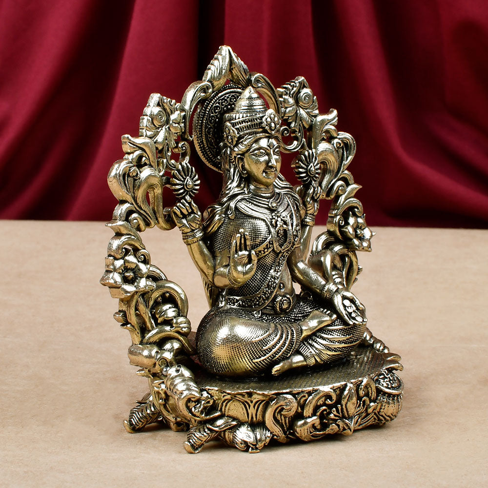 Goddess Lakshmi with Floral
Frame Ashtadhatu Idol