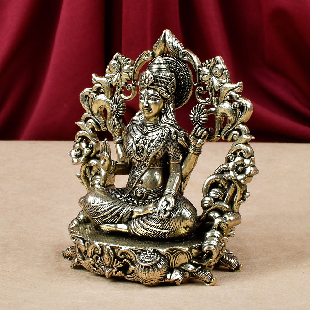 Goddess Lakshmi with Floral
Frame Ashtadhatu Idol