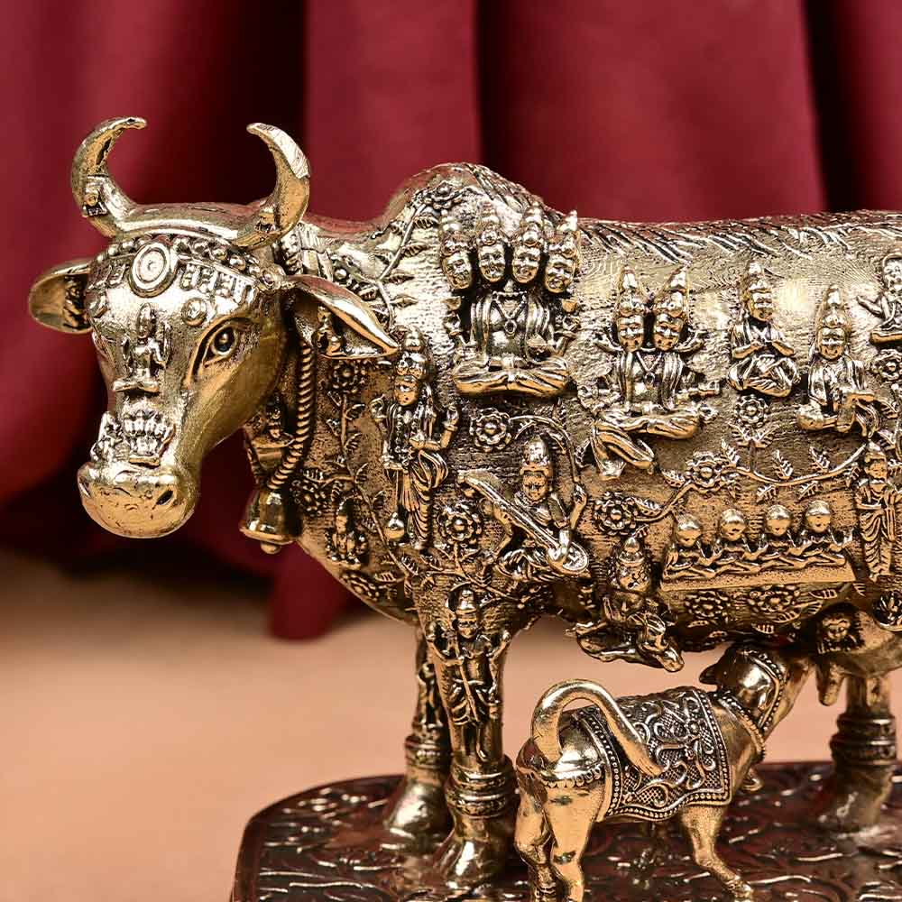 Kamdhenu Cow with 33 Koti Devta Ashtadhatu ldol