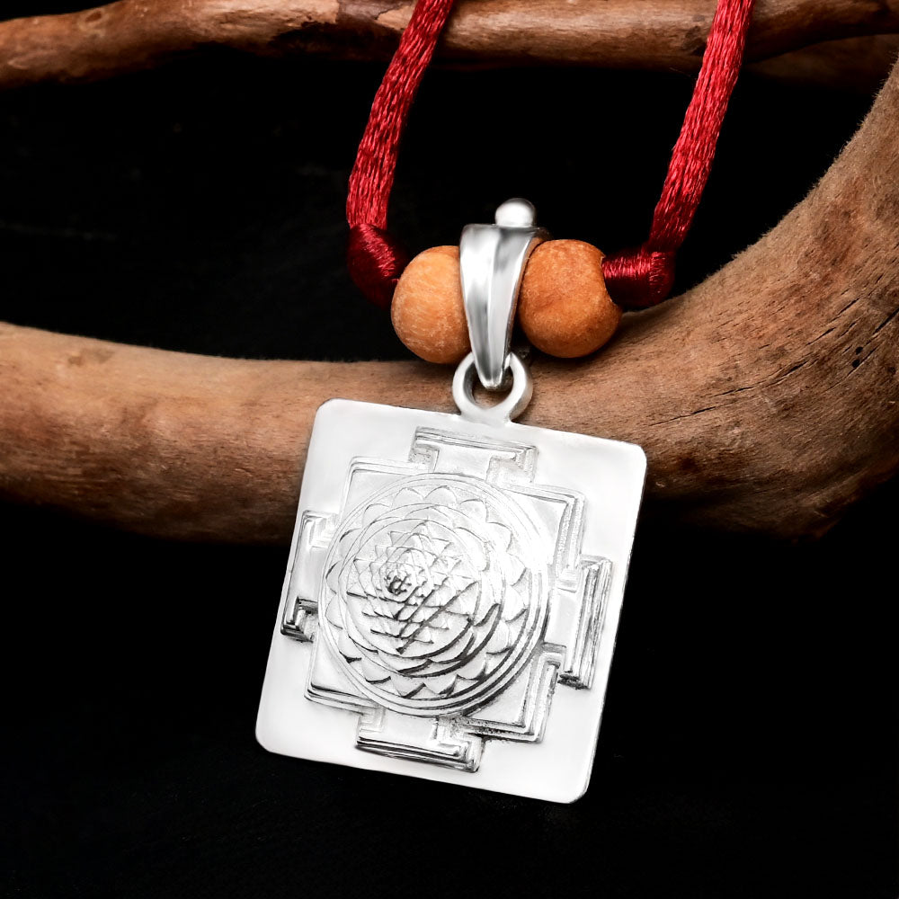 Shree Yantra 3D Silver Pendant