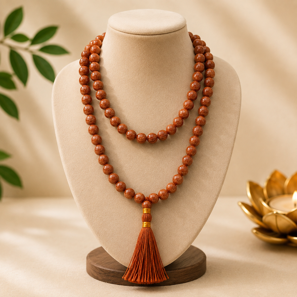 Natural Sun Stone 108 +1 Beads Mala / Rosary