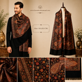 Men Mahnoor 100% Pure Wool Sozni Hand Embroidered Shawl (Size: 101x203 CM)