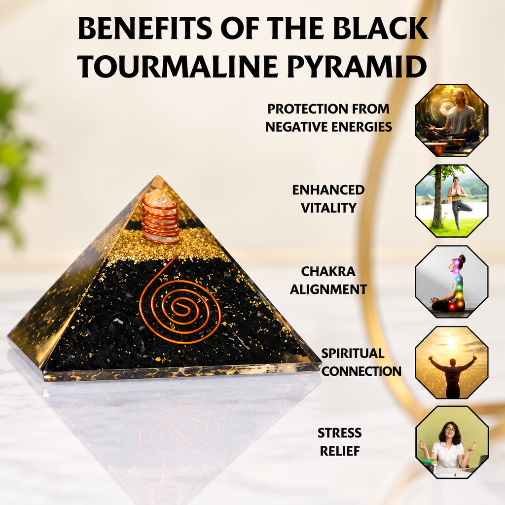 Black Tourmaline Crystal Pyramid (Protection From Negative Energy)