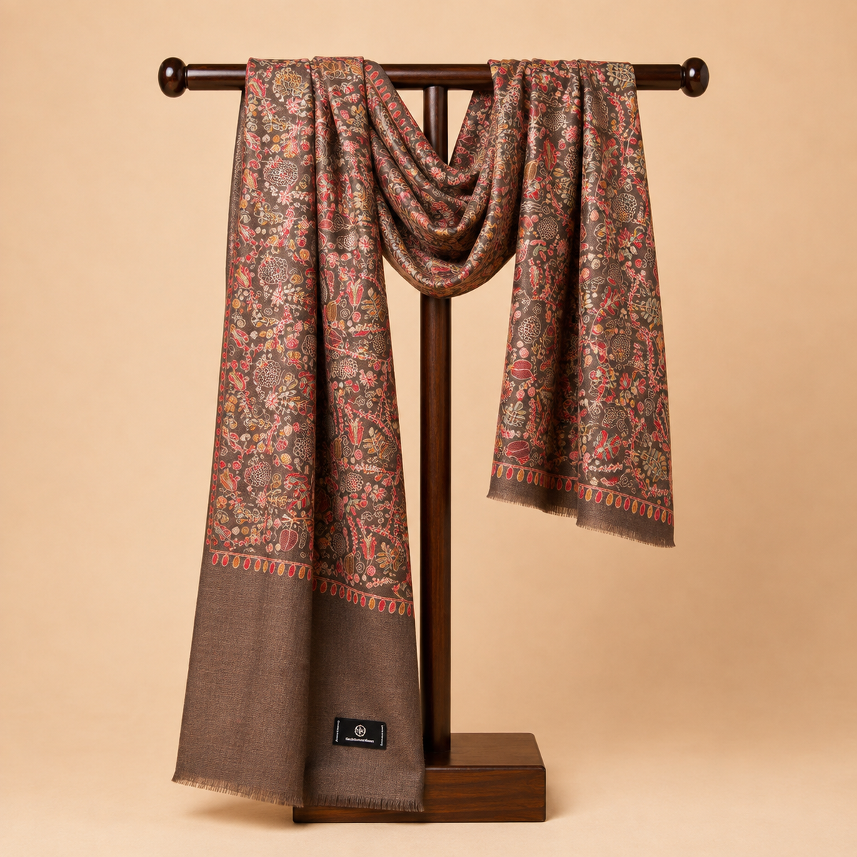 Men 100% Pure Wool Fabric Sozni Embroidered Shawl (Size: 101x203 Cm)