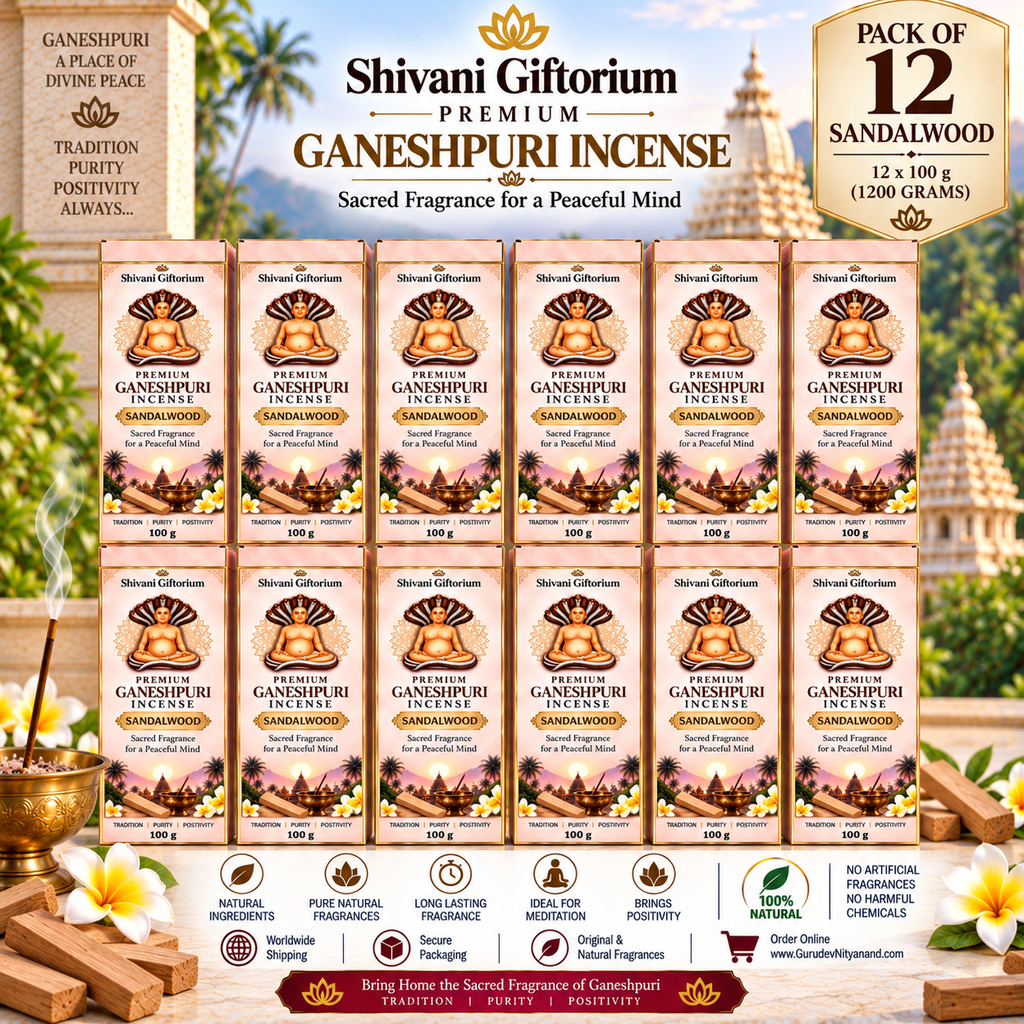 Premium Ganeshpuri Sandalwood Incense Sticks – Natural Woody Fragrance | Hand-Rolled Agarbatti | Pack of 12 (1200g)