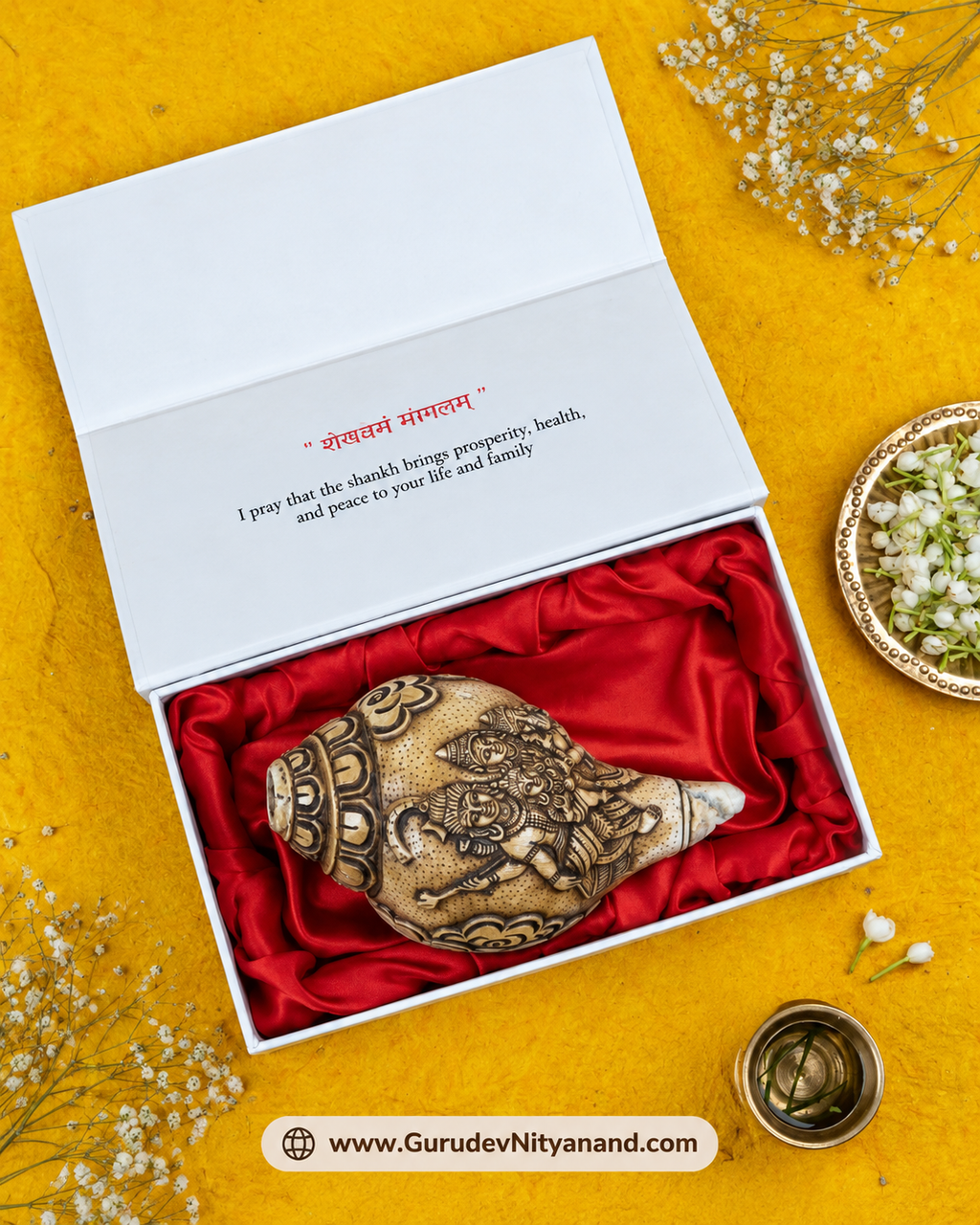 Shankar-Parvati Carved Shankh Divine Union from the Indian Ocean