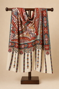 Men Rangrez Rangkalam 100% Pure Wool Fabric Kalamkari Embroidered Shawl (Size: 101x203 CM)
