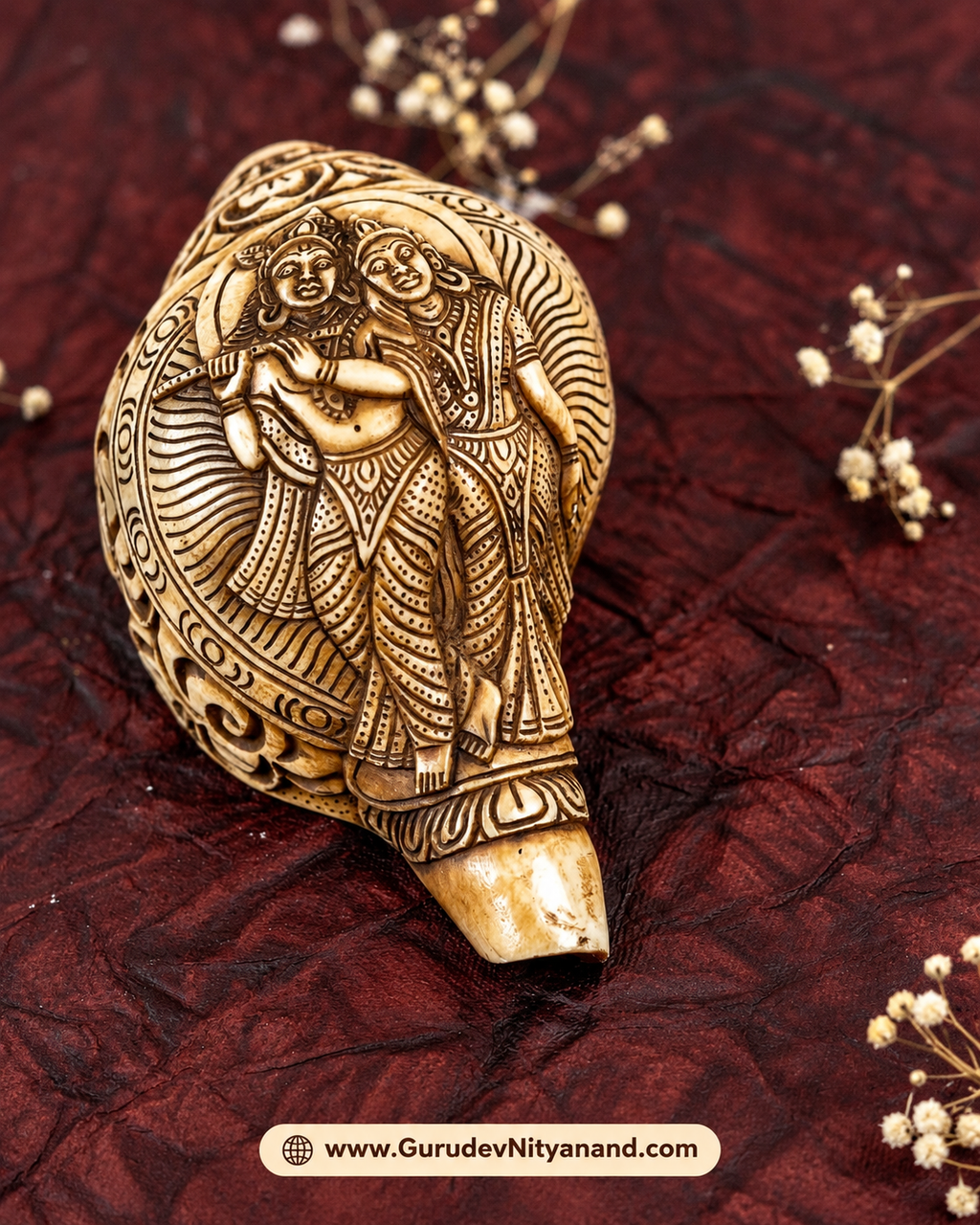 Natural Shankh Radha-Krishna Carved Shankh
Divine Love from the Indian Ocean