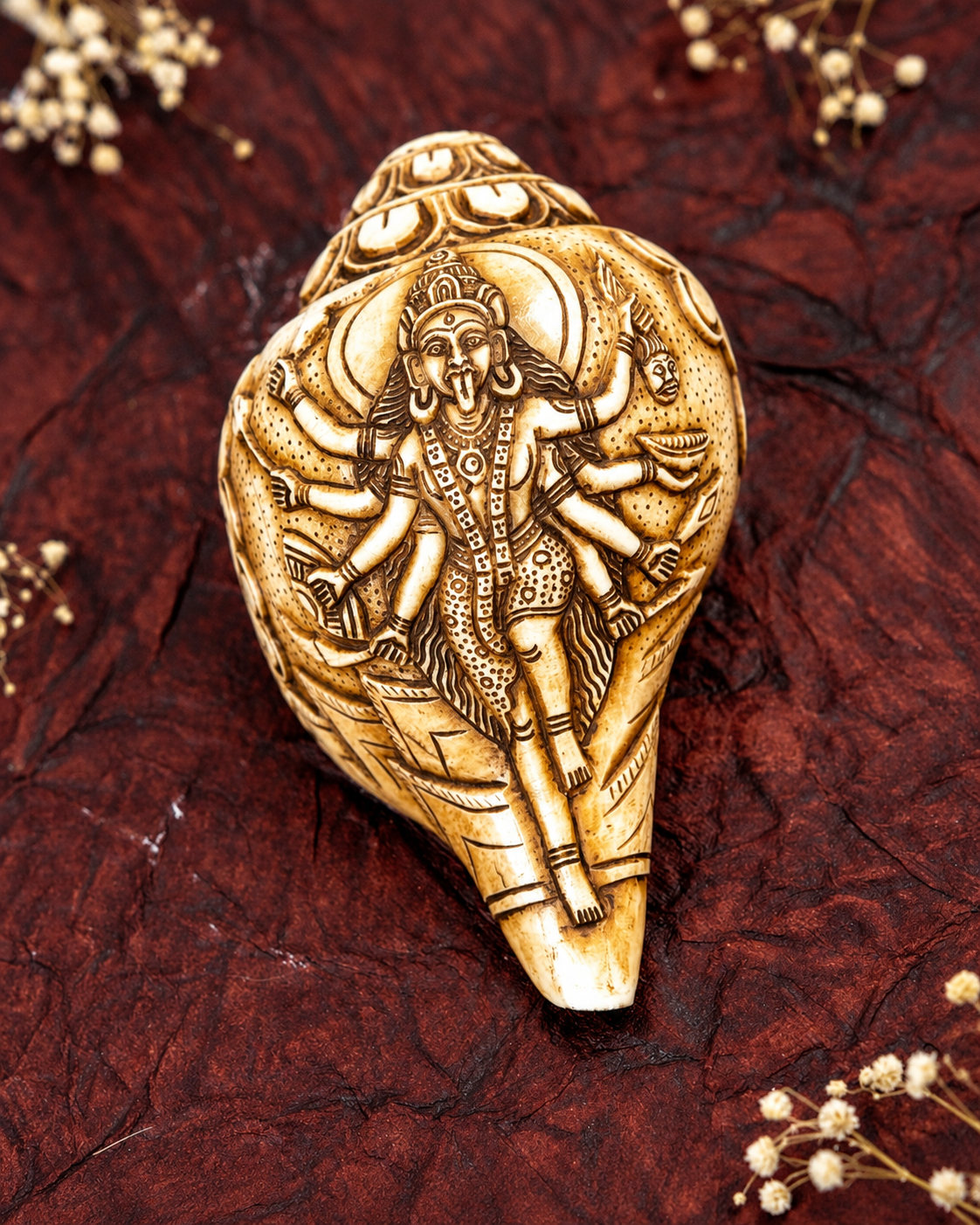 Natural Shankh Kali Mata Carved Shankh
Divine Protection from the Indian Ocean