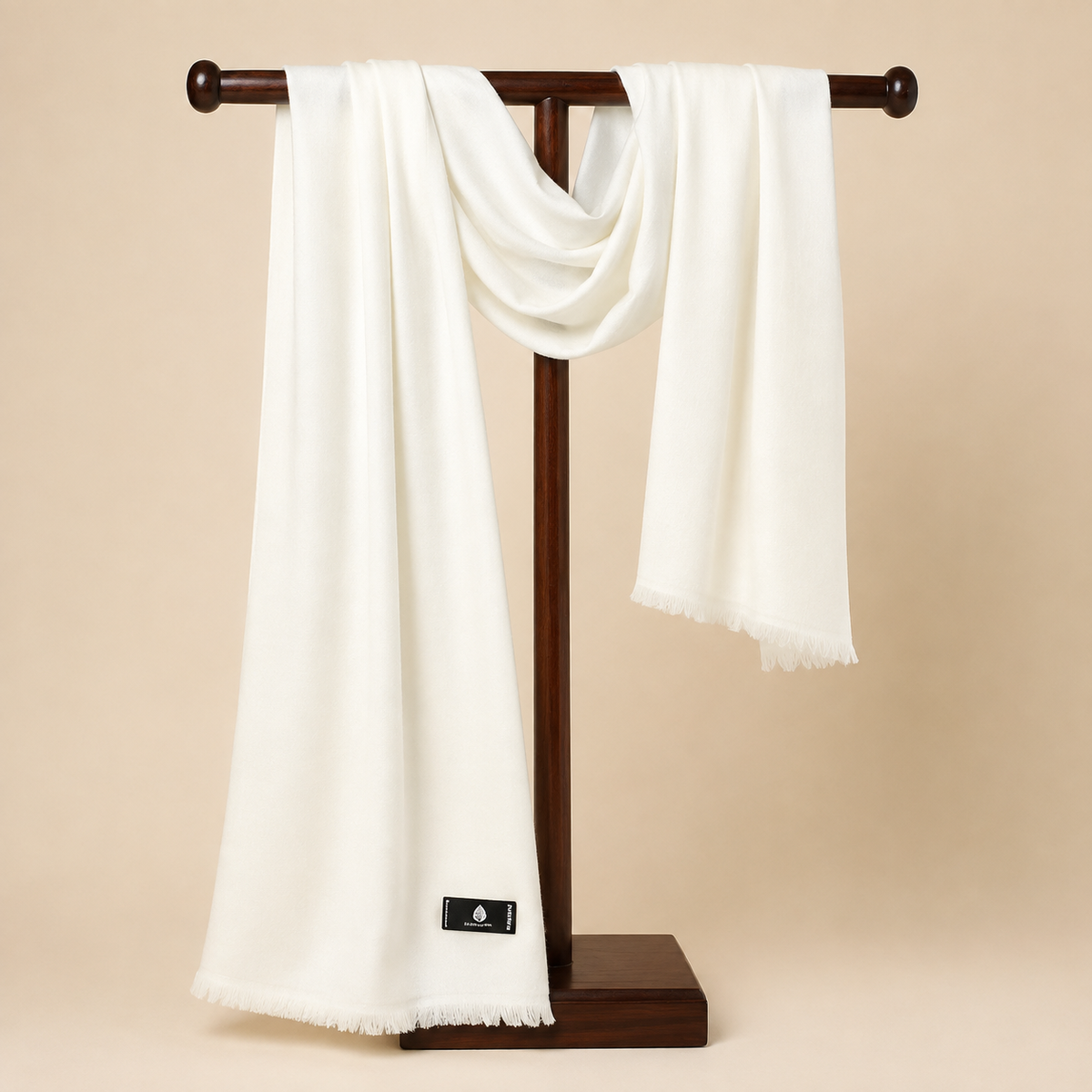 Men 100% Pure Wool Toosha Shawl (White Size: 127x254 CM)