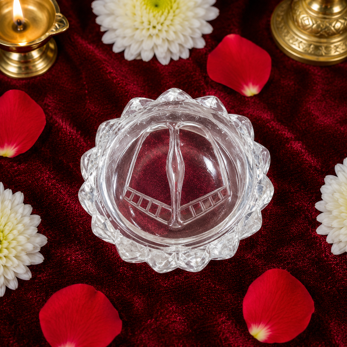 Premium Crystal Paduka – 2 Inch | Sacred Charan Paduka