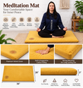 Meditation Mat - Cotton Filled Yoga and Meditation Pad | Meditation Cushion for Kneeling and Sitting Support | Large Rectangular Sitting Floor Pillow |Yellow |