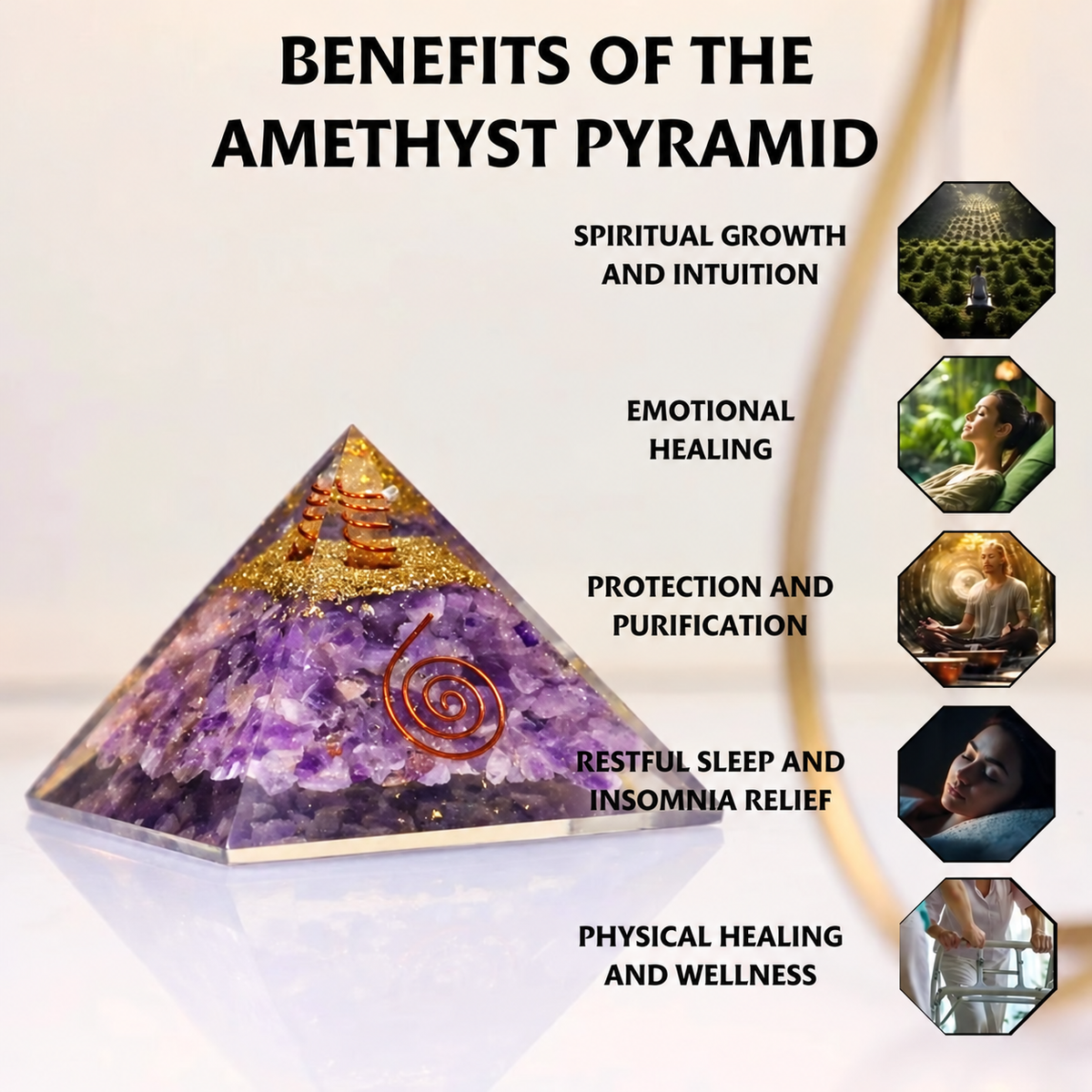 Amethyst Crystal Pyramid (Spiritual Awareness & Intuition)