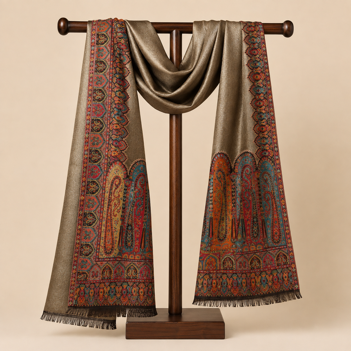 Women Zarvash Zari Kaani Fine Wool Shawl (Size: 101X203 CM)