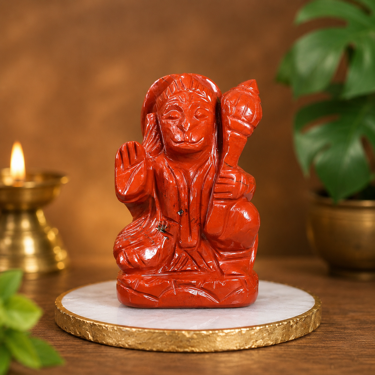 Red Jasper Hanuman (300 to 350 Gram Approx) (Devotion & Spiritual Growth)
