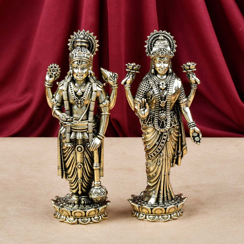Standing Laxmi Vishnu Ashtadhatu Idol