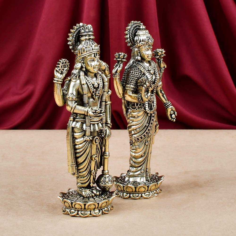 Standing Laxmi Vishnu Ashtadhatu Idol